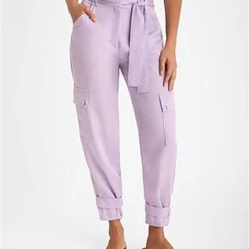 Express Lilac Cargo Tie-Waist Ankle Pants